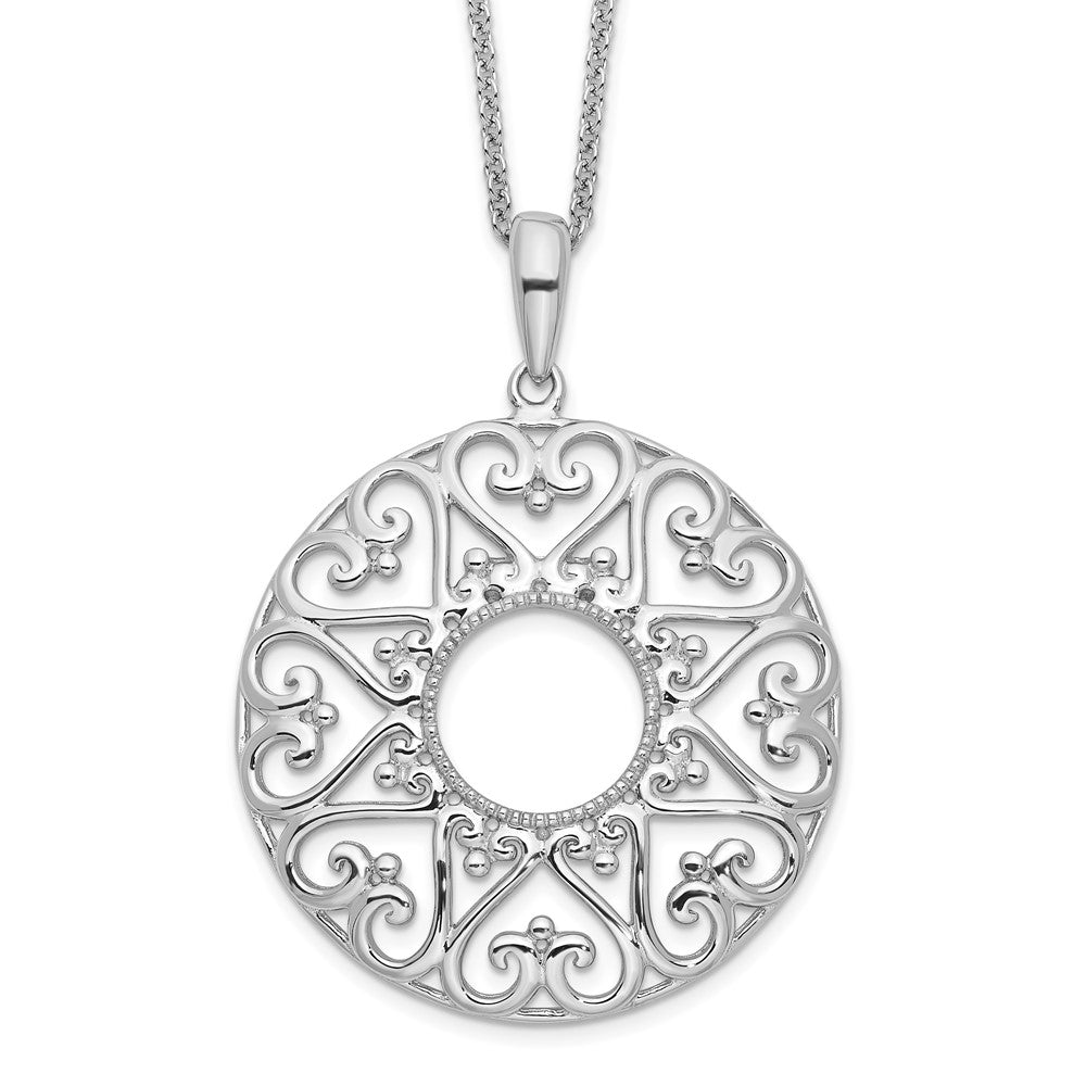 Sterling Silver Sentimental Expressions Rhodium-Plated Polished Family Heart Strings 18In Necklace