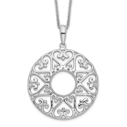 Sterling Silver Sentimental Expressions Rhodium-Plated Polished Family Heart Strings 18In Necklace