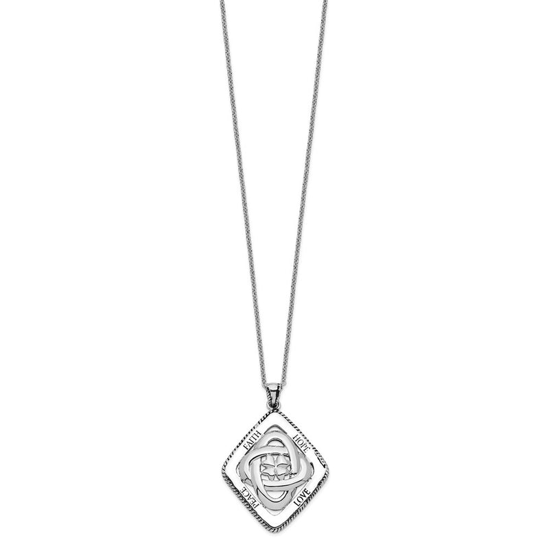 Sterling Silver Sentimental Expressions Rhodium-Plated Antiqued Family Blessings 18In Necklace