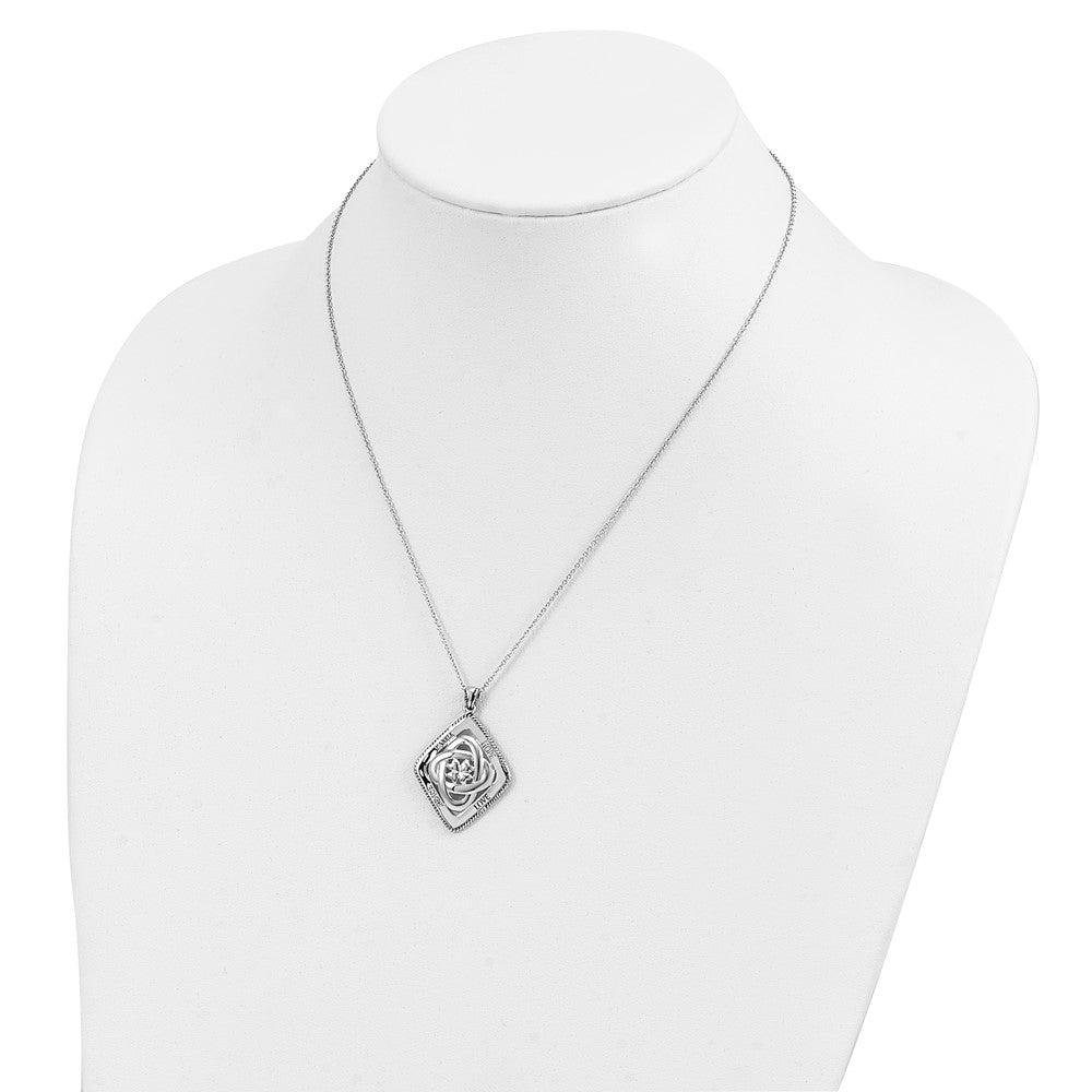 Sterling Silver Sentimental Expressions Rhodium-Plated Antiqued Family Blessings 18In Necklace