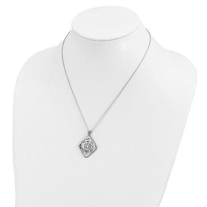 Sterling Silver Sentimental Expressions Rhodium-Plated Antiqued Family Blessings 18In Necklace