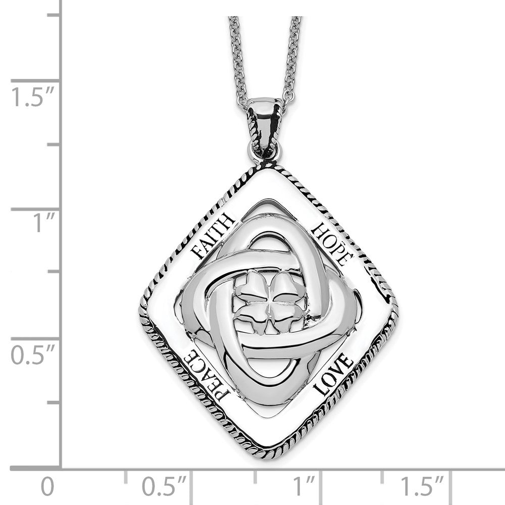 Sterling Silver Sentimental Expressions Rhodium-Plated Antiqued Family Blessings 18In Necklace