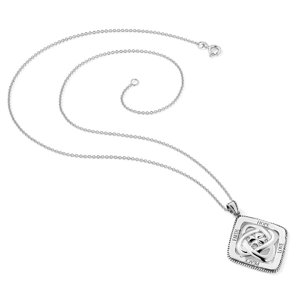 Sterling Silver Sentimental Expressions Rhodium-Plated Antiqued Family Blessings 18In Necklace