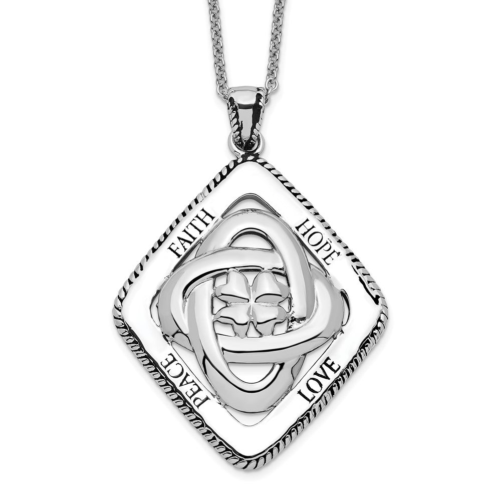 Sterling Silver Sentimental Expressions Rhodium-Plated Antiqued Family Blessings 18In Necklace