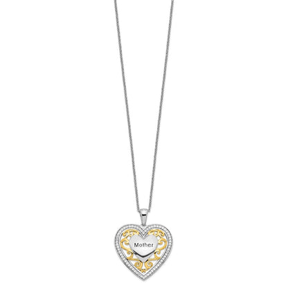 Sterling Silver Sentimental Expressions Gold-Plated Mother 18 Inch Heart Necklace