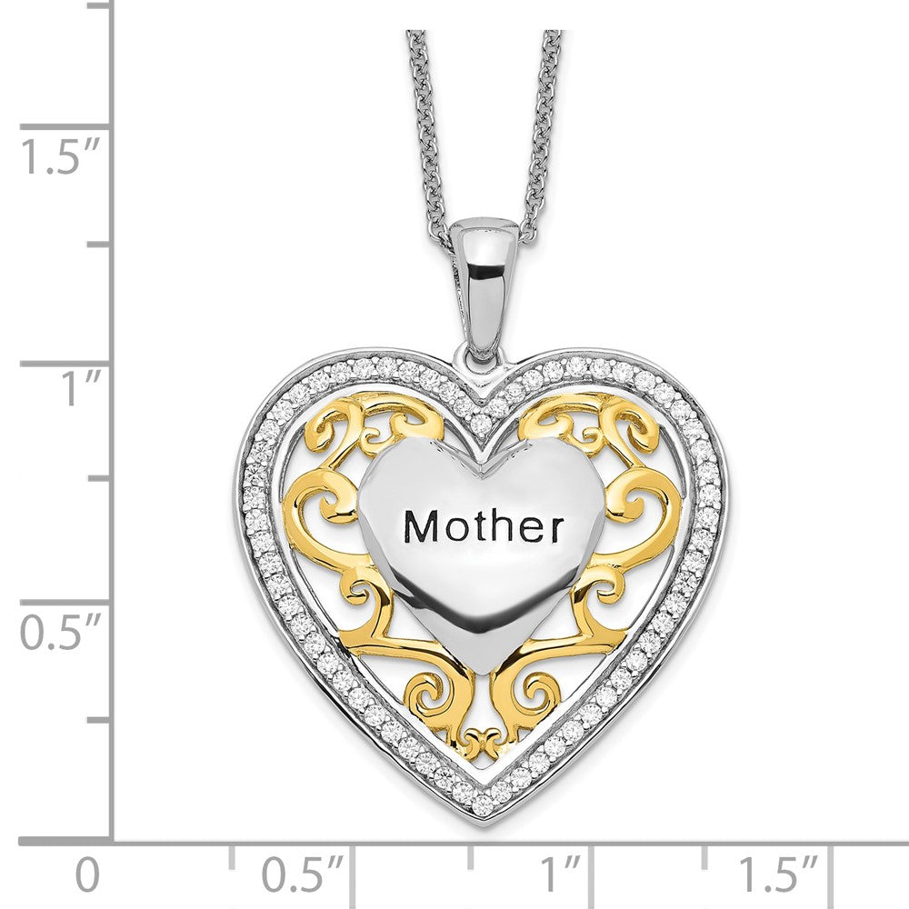 Sterling Silver Sentimental Expressions Gold-Plated Mother 18 Inch Heart Necklace