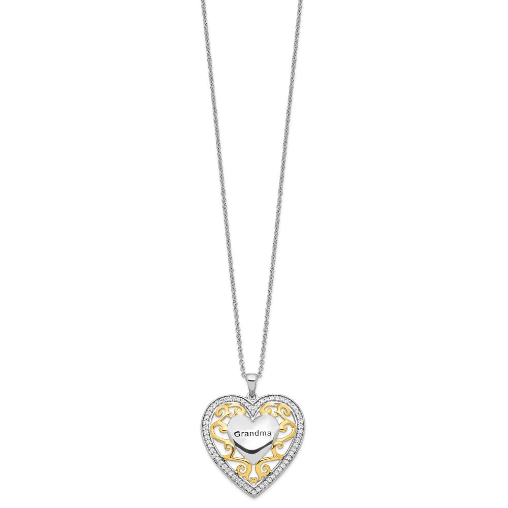 Sterling Silver Sentimental Expressions Gold-Plated Grandma 18In Heart Necklace