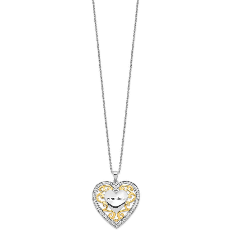 Sterling Silver Sentimental Expressions Gold-Plated Grandma 18In Heart Necklace