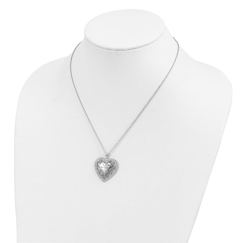Sterling Silver Sentimental Expressions Gold-Plated Grandma 18In Heart Necklace