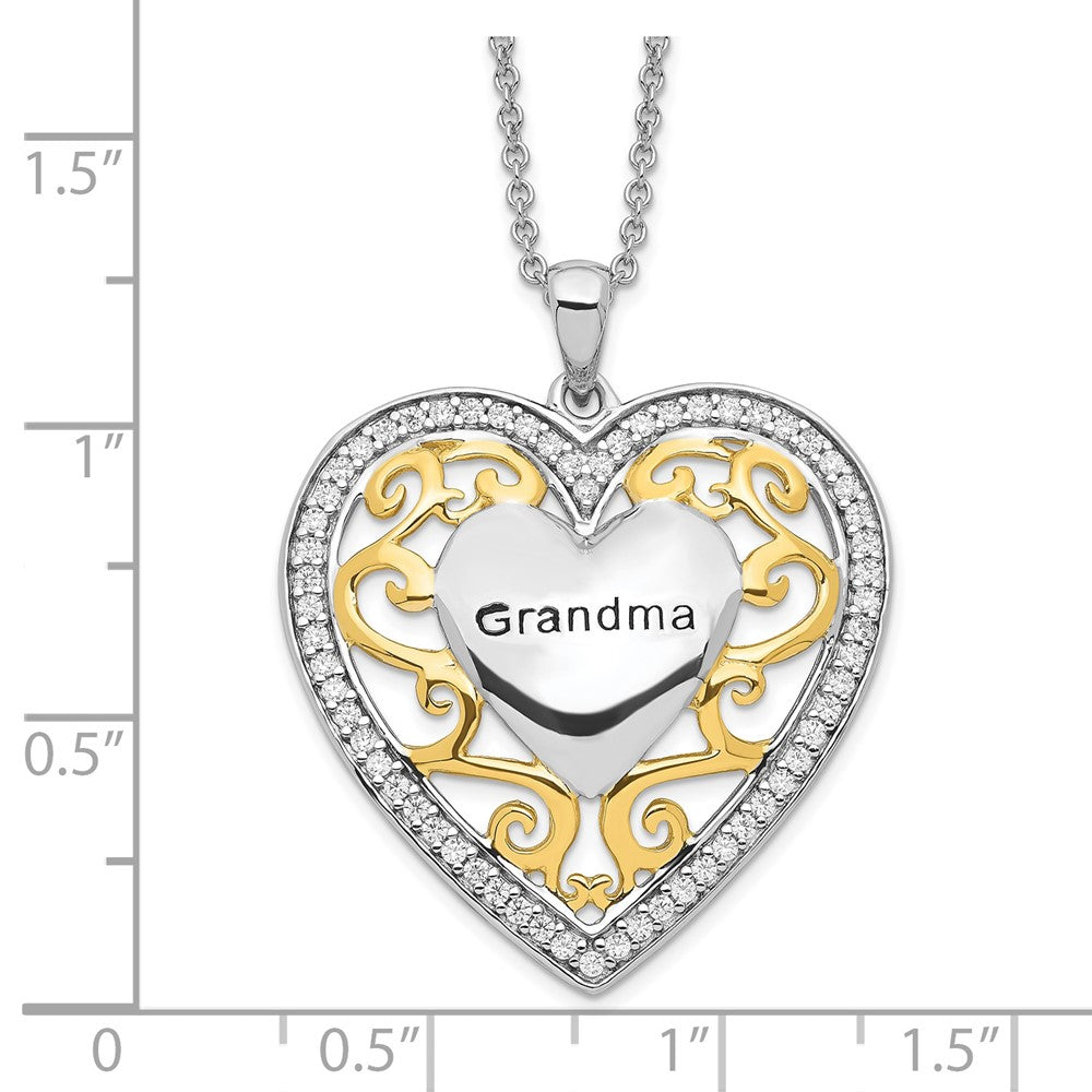 Sterling Silver Sentimental Expressions Gold-Plated Grandma 18In Heart Necklace