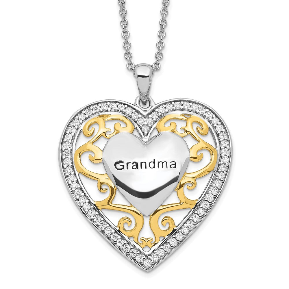 Sterling Silver Sentimental Expressions Gold-Plated Grandma 18In Heart Necklace