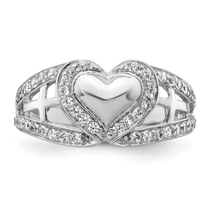 Sterling Silver Sentimental Expressions Rhodium-Plated Cz Polished Pure Heart Ring