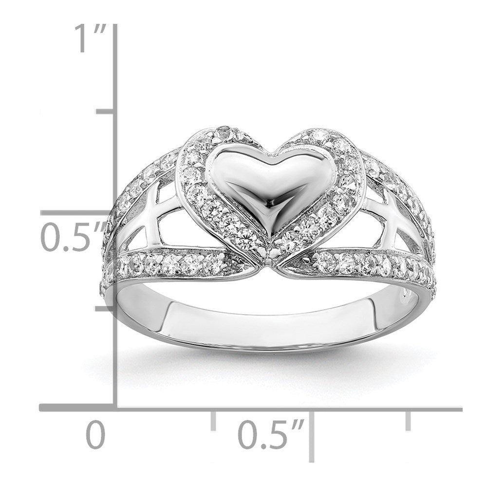 Sterling Silver Sentimental Expressions Rhodium-Plated Cz Polished Pure Heart Ring