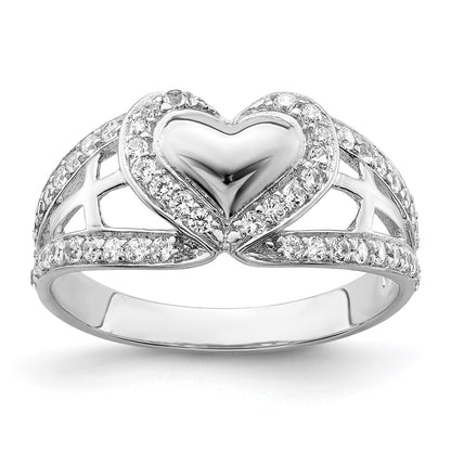 Sterling Silver Sentimental Expressions Rhodium-Plated Cz Polished Pure Heart Ring