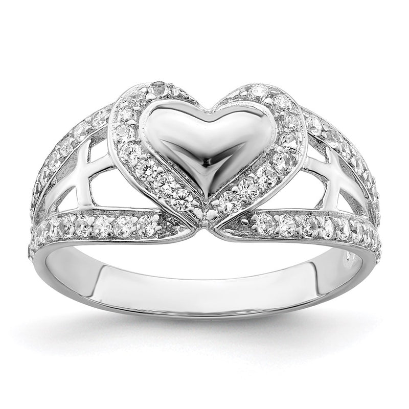 Sterling Silver Sentimental Expressions Rhodium-Plated Cz Polished Pure Heart Ring