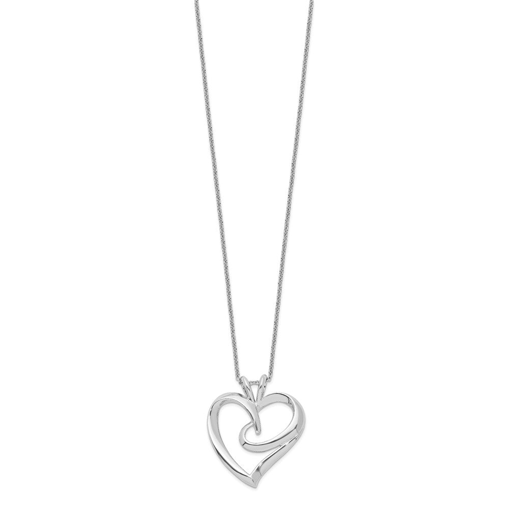 Sterling Silver Sentimental Expressions Rhodium-Plated The Hugging Heart 18In Necklace