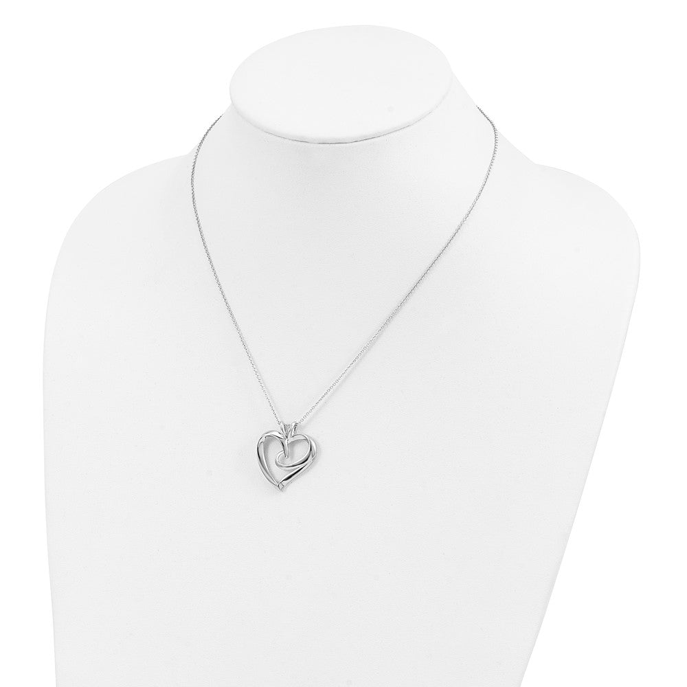 Sterling Silver Sentimental Expressions Rhodium-Plated The Hugging Heart 18In Necklace