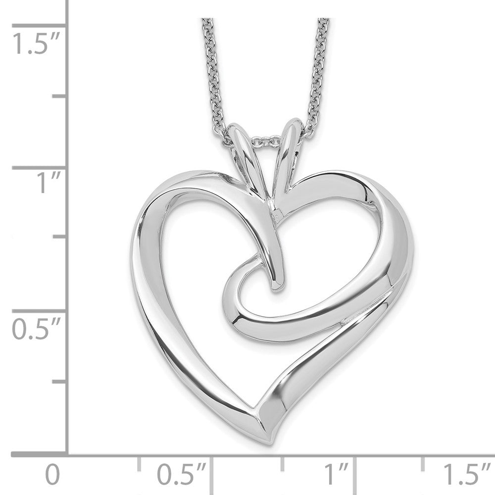 Sterling Silver Sentimental Expressions Rhodium-Plated The Hugging Heart 18In Necklace