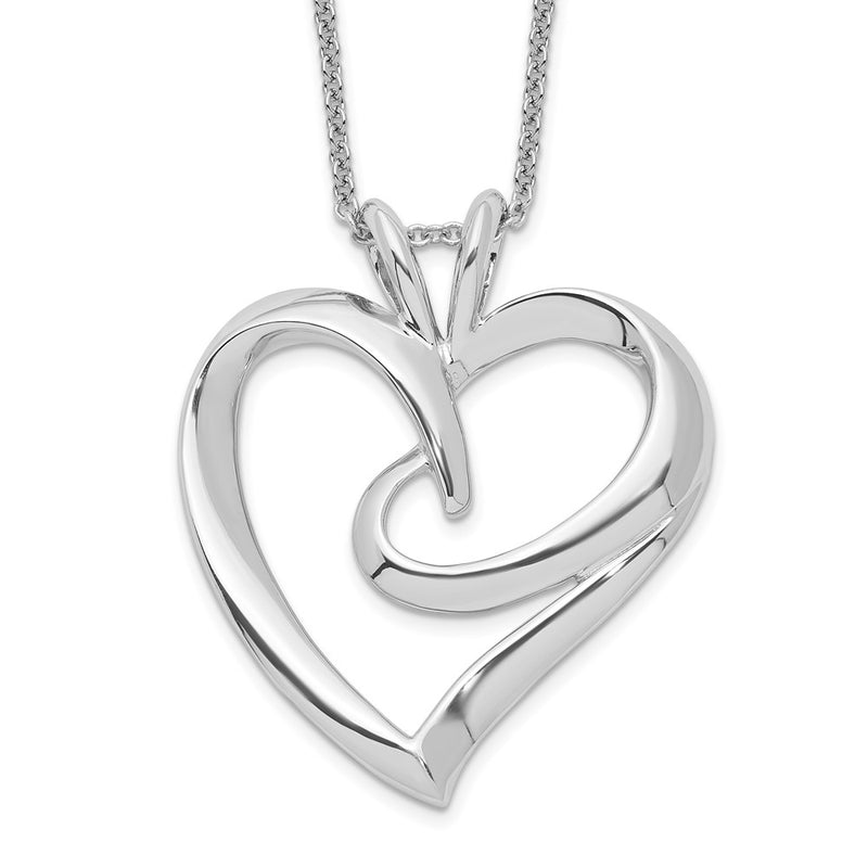 Sterling Silver Sentimental Expressions Rhodium-Plated The Hugging Heart 18In Necklace