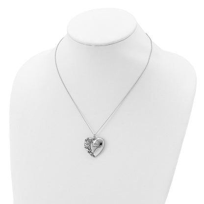 Sterling Silver Sentimental Expressions Rhodium-Plated Antiqued Bless Your Heart 18In Necklace
