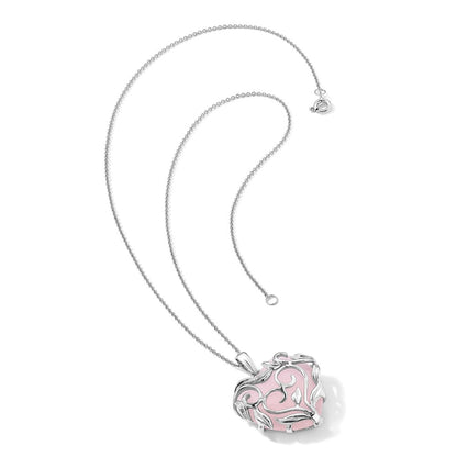 Sterling Silver Sentimental Expressions Rhodium-Plated Rose Quartz Generous Heart 18 Inch Necklace With Poem Card