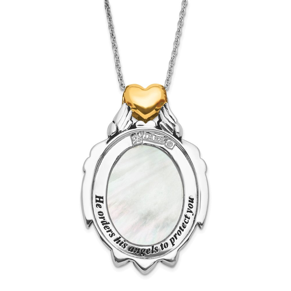 Sterling Silver Sentimental Expressions & Gold-Plated Polished Antiqued My Special Angels Mother Of Pearl Necklace