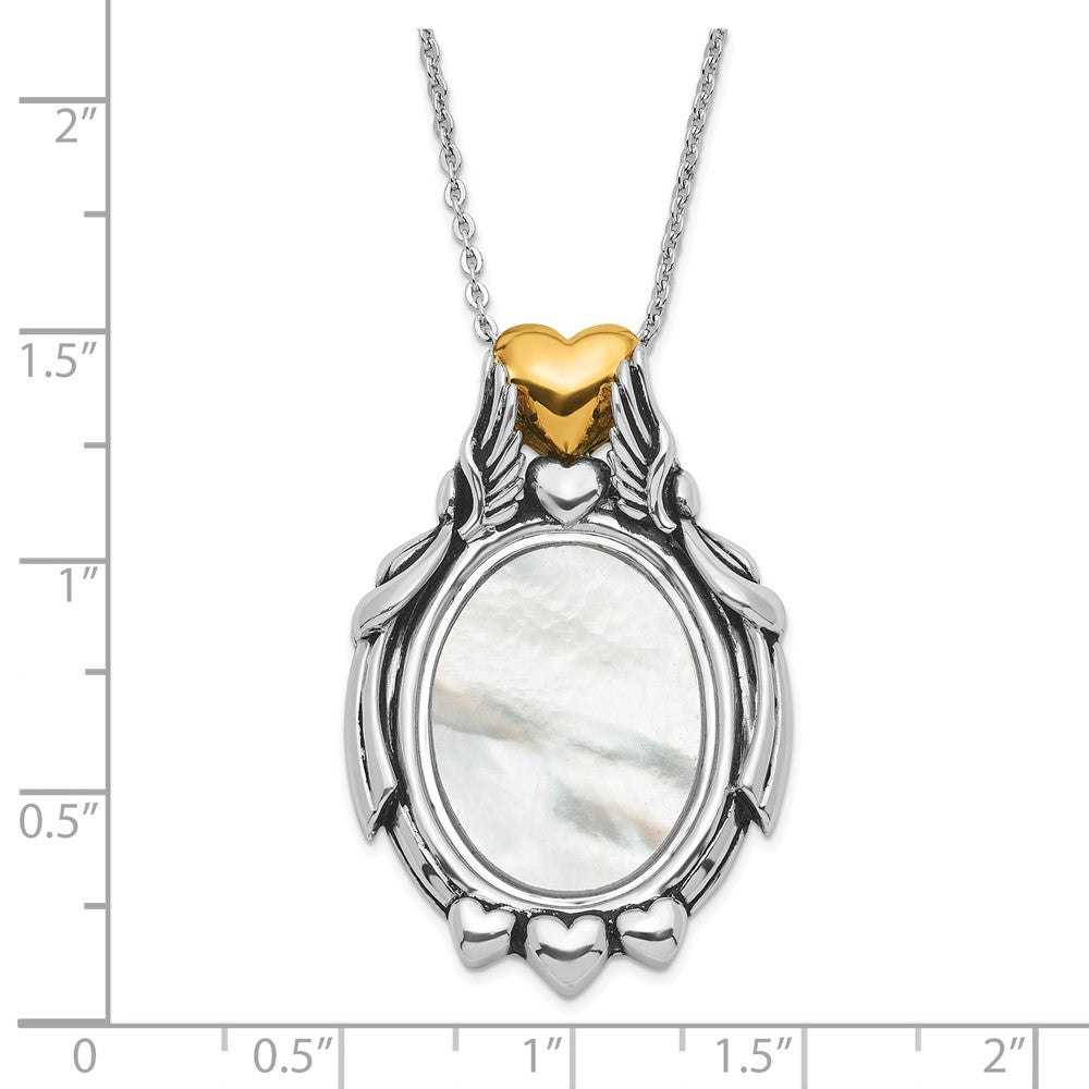 Sterling Silver Sentimental Expressions & Gold-Plated Polished Antiqued My Special Angels Mother Of Pearl Necklace