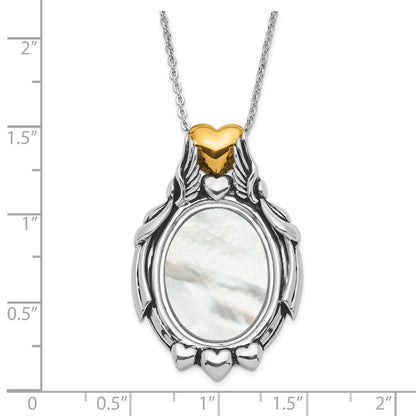 Sterling Silver Sentimental Expressions & Gold-Plated Polished Antiqued My Special Angels Mother Of Pearl Necklace