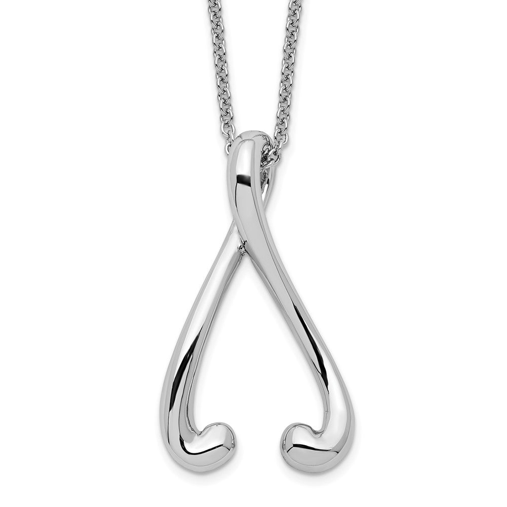 Sterling Silver Sentimental Expressions Rhodium-Plated Polished I Wish You The Best 18In Necklace