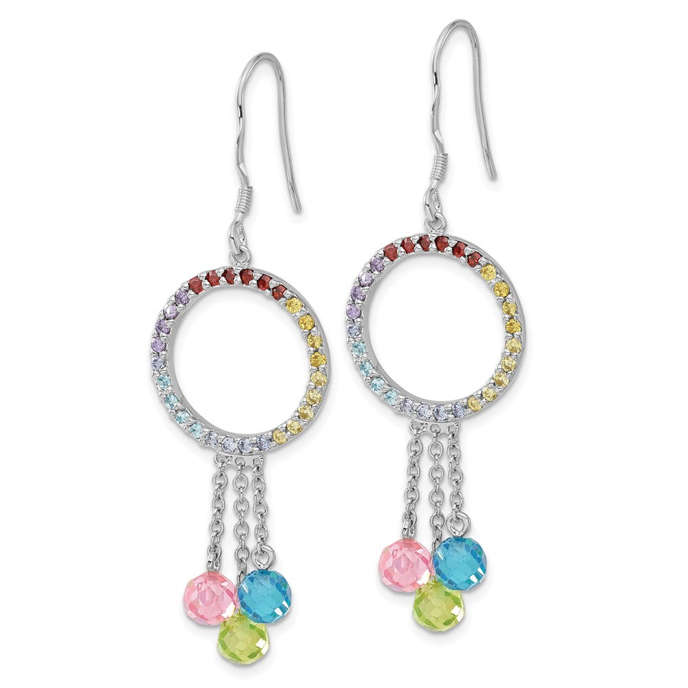 Sterling Silver & Multi-Color Cz Color Me Happy Dangle Earrings