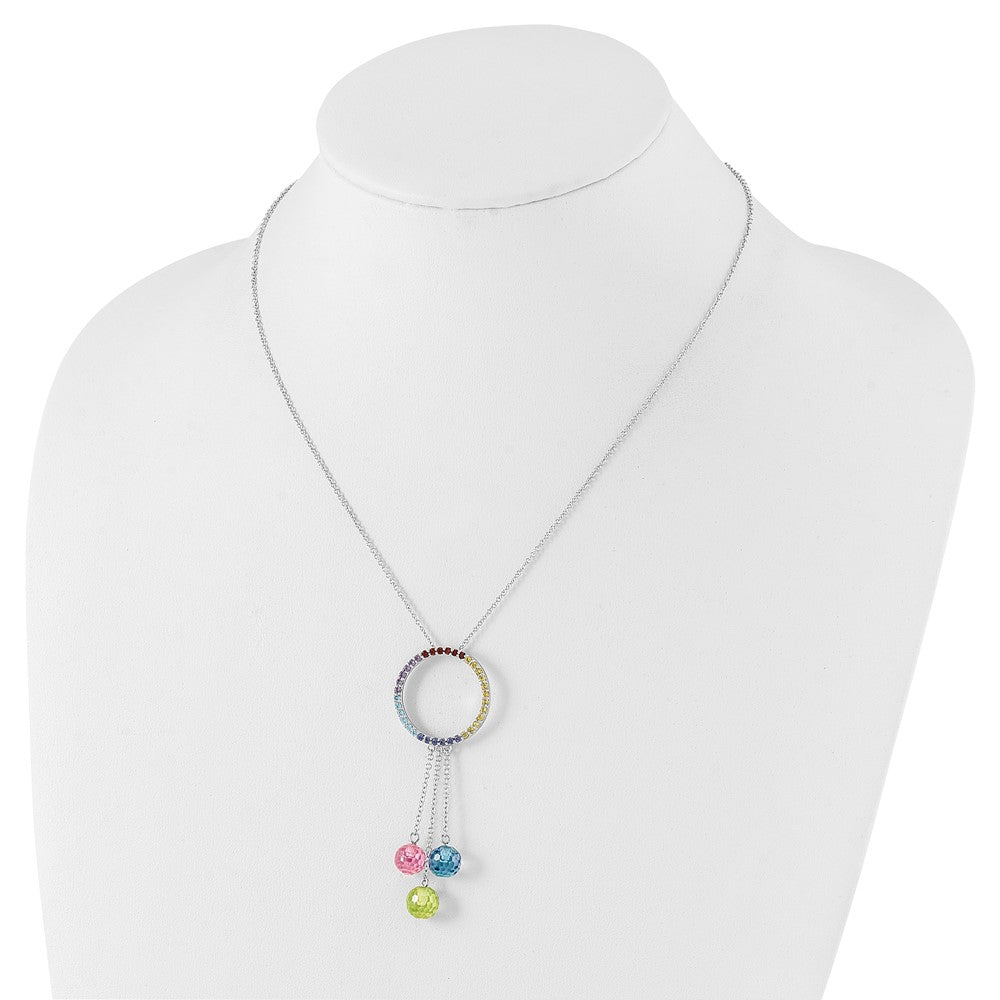Sterling Silver Sentimental Expressions Polished Multicolor Cz Color Me Happy Necklace