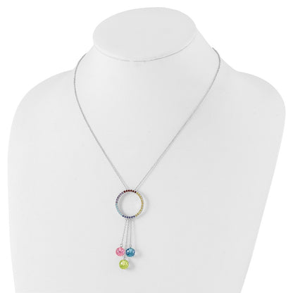 Sterling Silver Sentimental Expressions Polished Multicolor Cz Color Me Happy Necklace