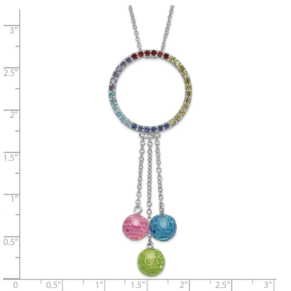 Sterling Silver Sentimental Expressions Polished Multicolor Cz Color Me Happy Necklace