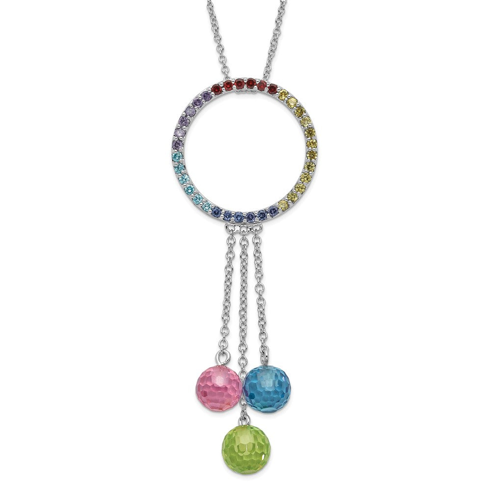 Sterling Silver Sentimental Expressions Polished Multicolor Cz Color Me Happy Necklace