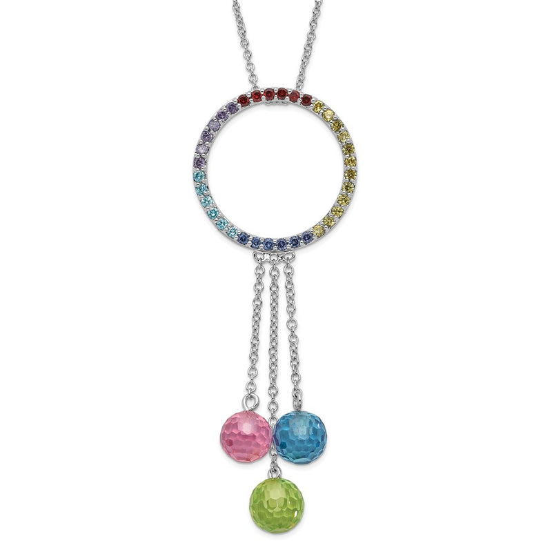Sterling Silver Sentimental Expressions Polished Multicolor Cz Color Me Happy Necklace