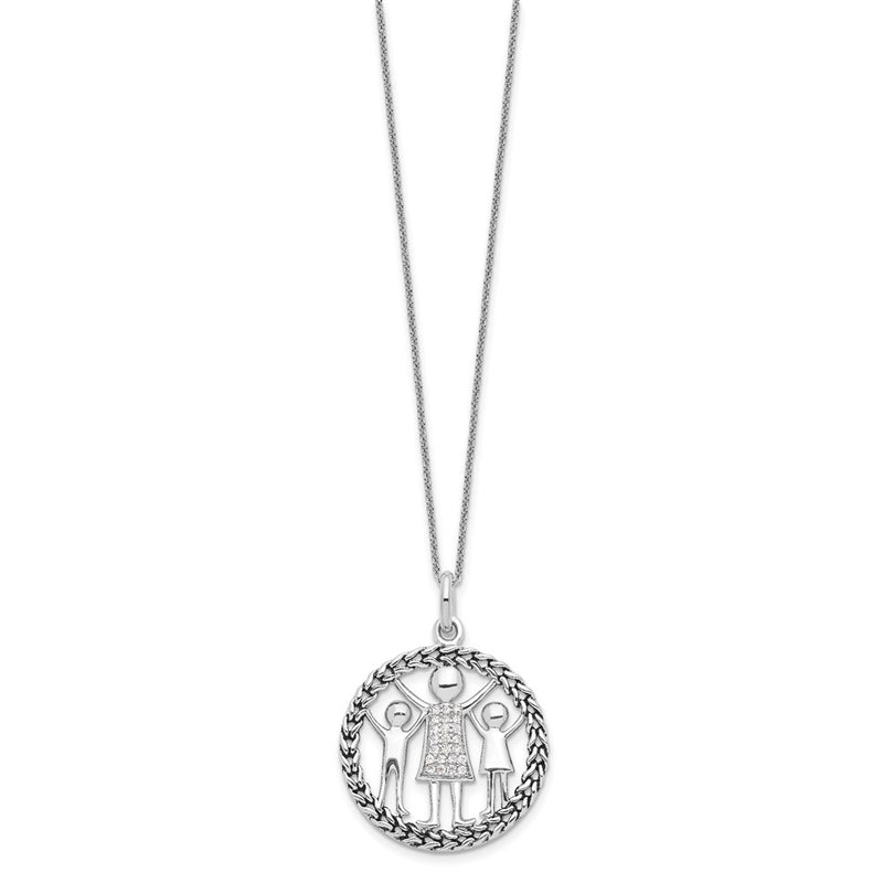 Sterling Silver Sentimental Expressions Rhodium-Plated Antiqued Knitted Together By Love 18In Necklace