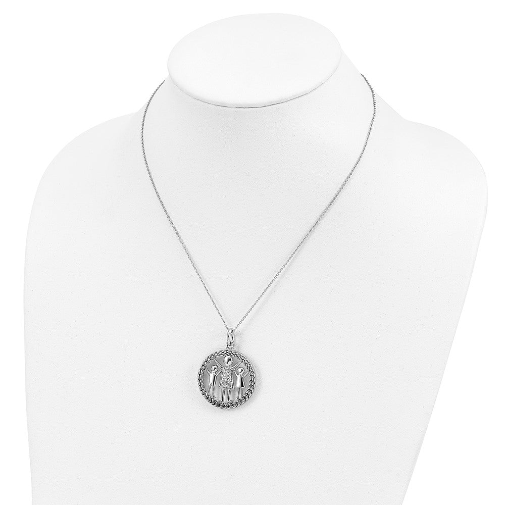 Sterling Silver Sentimental Expressions Rhodium-Plated Antiqued Knitted Together By Love 18In Necklace