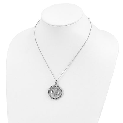 Sterling Silver Sentimental Expressions Rhodium-Plated Antiqued Knitted Together By Love 18In Necklace