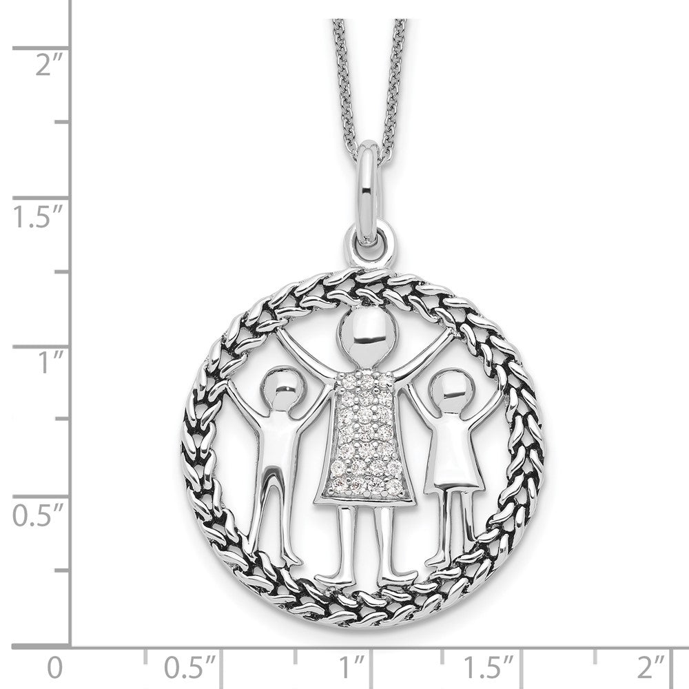 Sterling Silver Sentimental Expressions Rhodium-Plated Antiqued Knitted Together By Love 18In Necklace