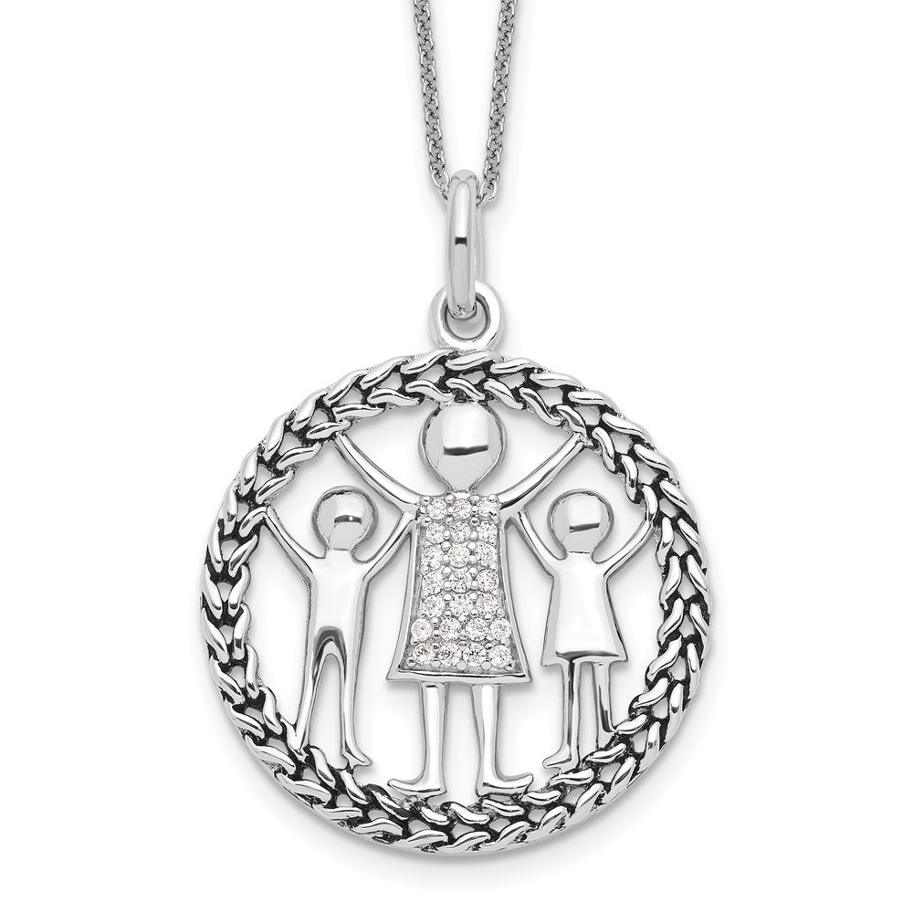 Sterling Silver Sentimental Expressions Rhodium-Plated Antiqued Knitted Together By Love 18In Necklace