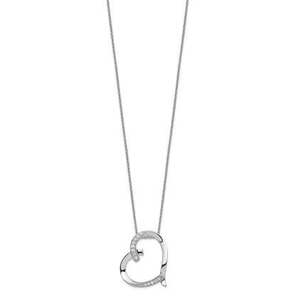 Sterling Silver Sentimental Expressions Rhodium-Plated Antiqued Cz Love You Mom 18In Necklace