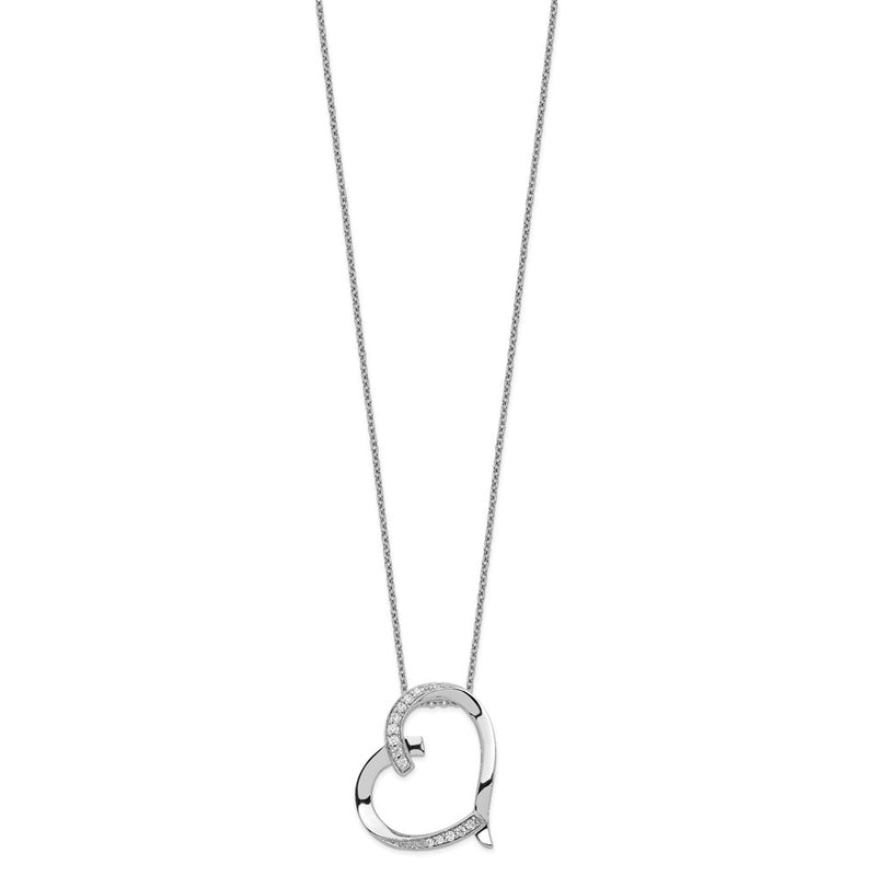 Sterling Silver Sentimental Expressions Rhodium-Plated Antiqued Cz Love You Mom 18In Necklace