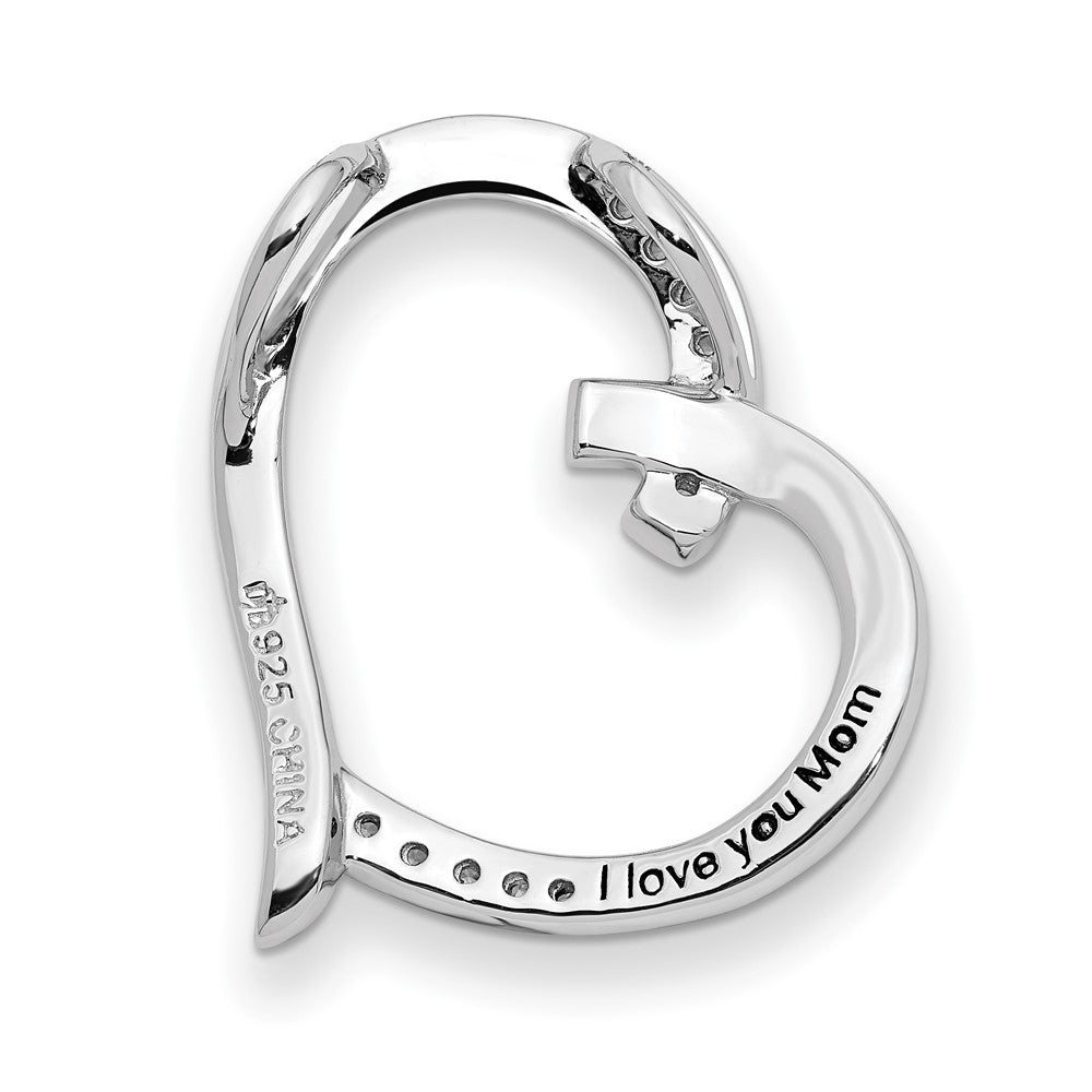 Sterling Silver Sentimental Expressions Rhodium-Plated Antiqued Cz Love You Mom 18In Necklace