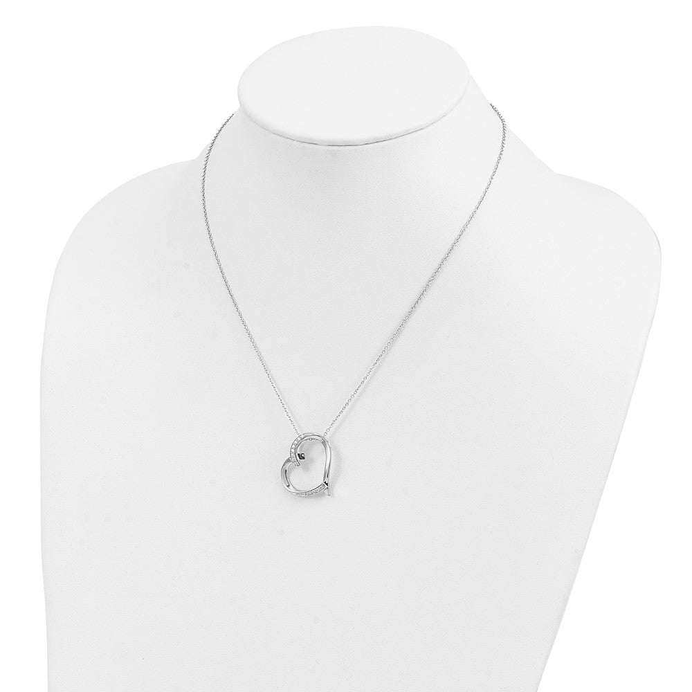 Sterling Silver Sentimental Expressions Rhodium-Plated Antiqued Cz Love You Mom 18In Necklace