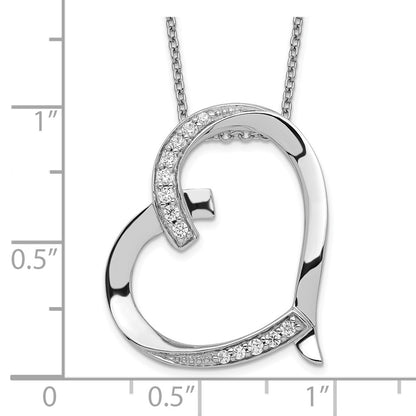 Sterling Silver Sentimental Expressions Rhodium-Plated Antiqued Cz Love You Mom 18In Necklace