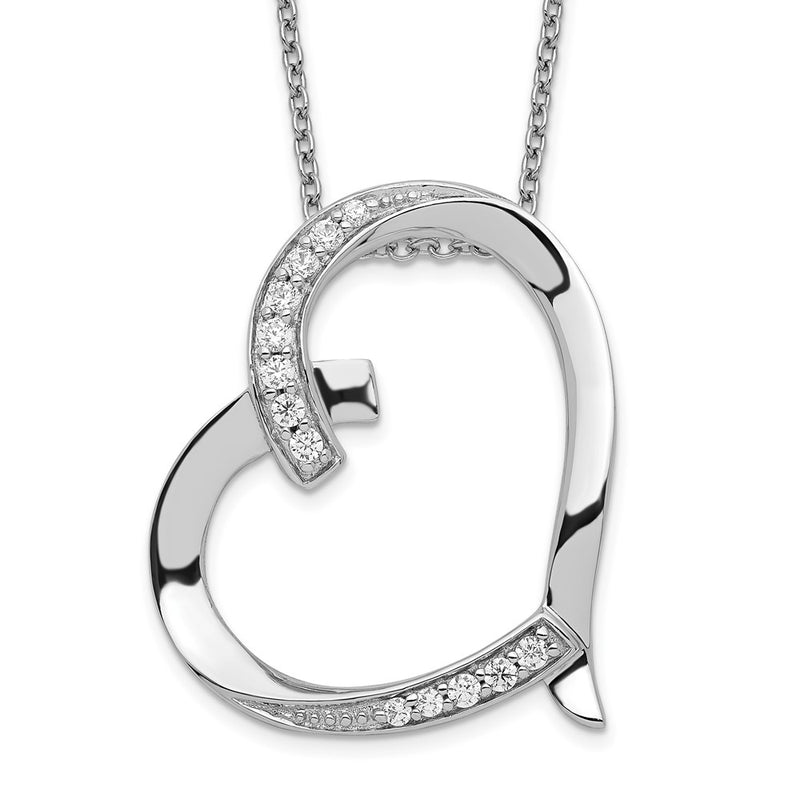 Sterling Silver Sentimental Expressions Rhodium-Plated Antiqued Cz Love You Mom 18In Necklace