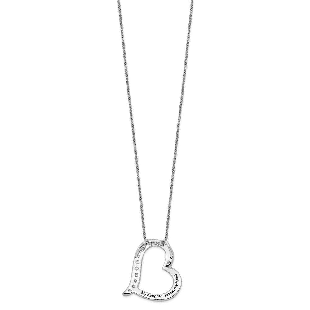 Sterling Silver Sentimental Expressions Rhodium-Plated Antiqued Cz Daughter-In-Law 18In Necklace
