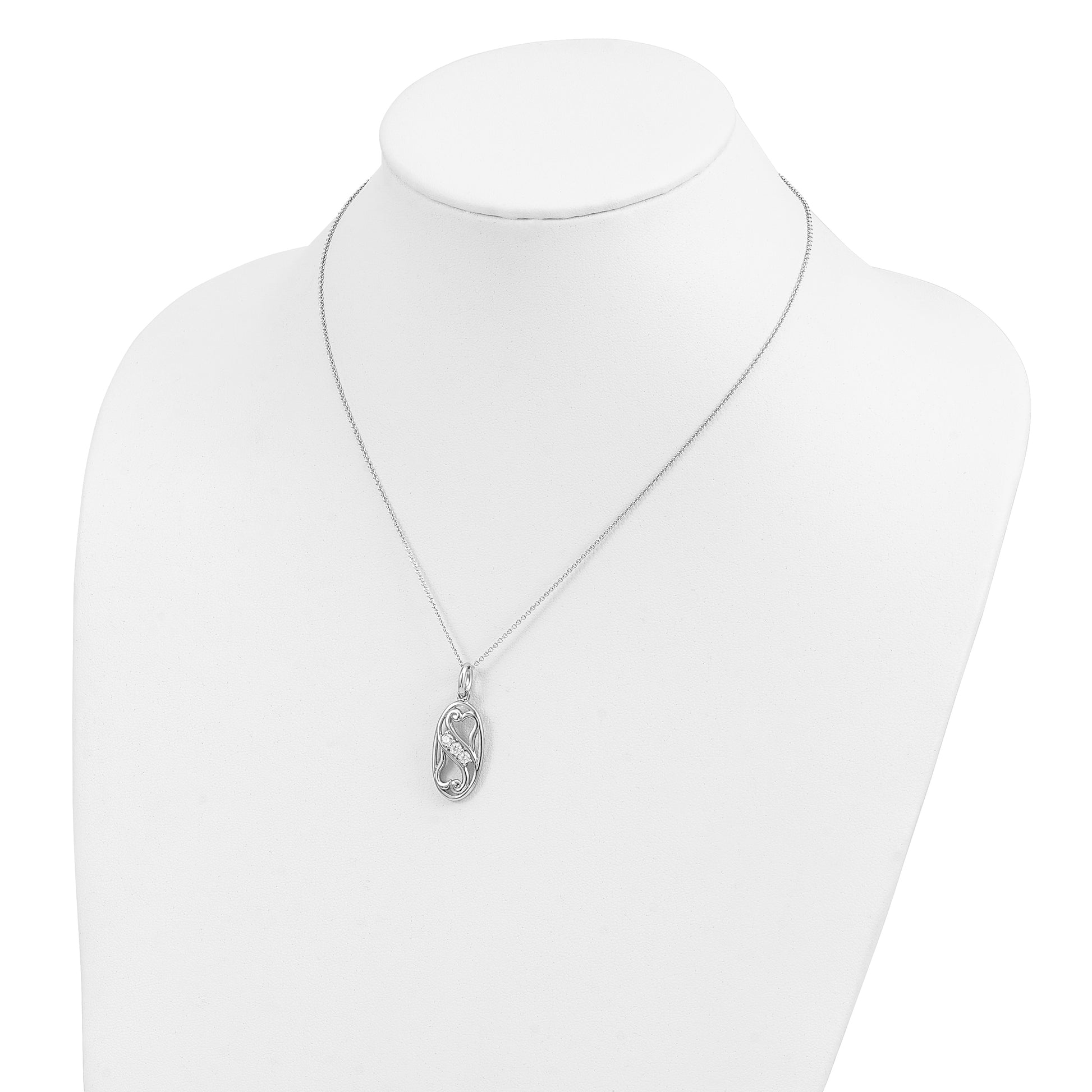 Sterling Silver Sentimental Expressions Rhodium-Plated Cz Best Friends Forever 18In Necklace
