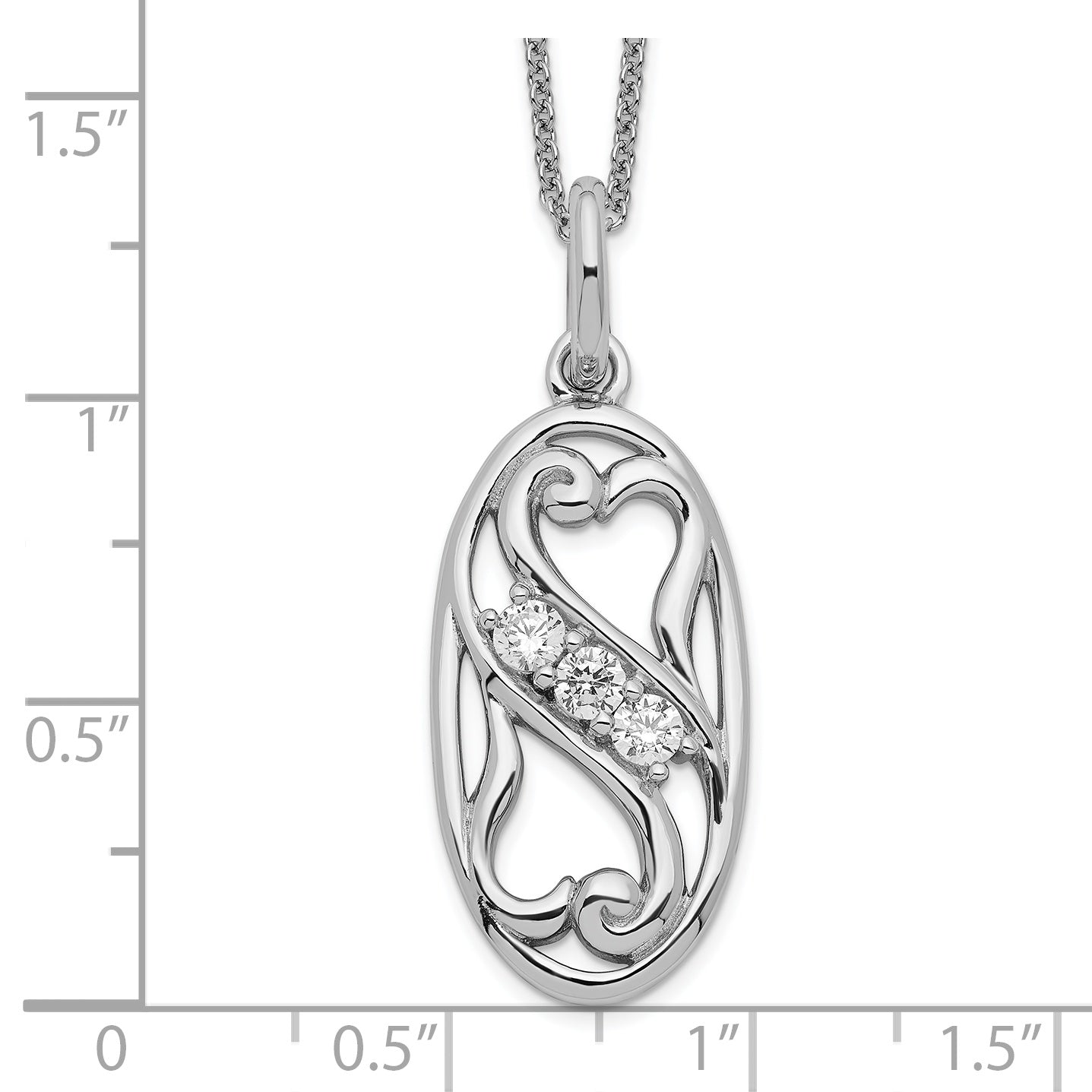 Sterling Silver Sentimental Expressions Rhodium-Plated Cz Best Friends Forever 18In Necklace