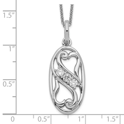 Sterling Silver Sentimental Expressions Rhodium-Plated Cz Best Friends Forever 18In Necklace